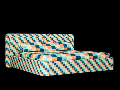 Bed with pillows and blanket 003 3D Model