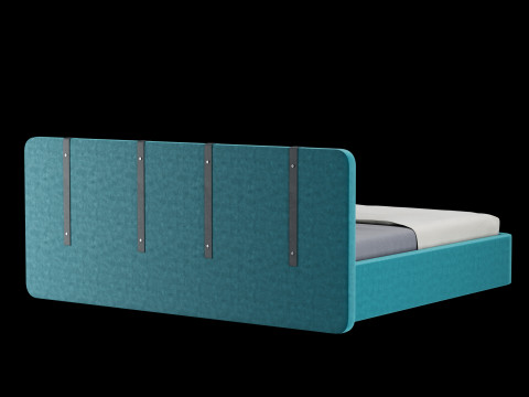 Łóżko z poduszkami i kocem 003 Model 3D