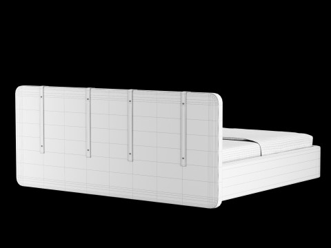 Łóżko z poduszkami i kocem 003 Model 3D