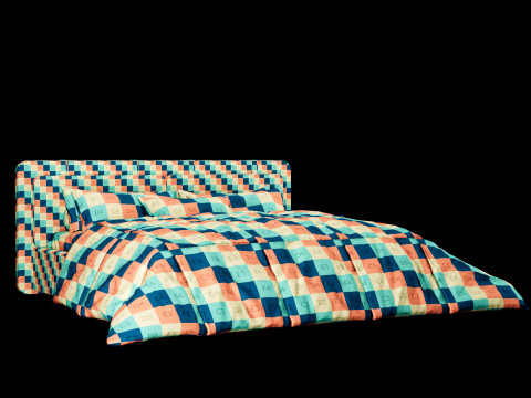 Bed with pillows and blanket 004 3D Model