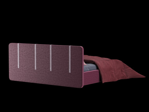 Bed with pillows and blanket 004 3D Model
