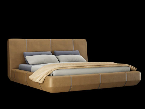 베개와 담요가 있는 침대 005 3D 모델