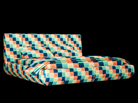 Ліжко з подушками і ковдрою 005 3D Модель