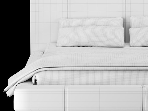 Ліжко з подушками і ковдрою 005 3D Модель