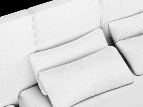 Ліжко з подушками і ковдрою 005 3D Модель