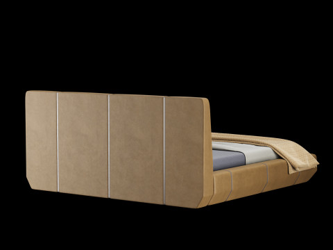 Ліжко з подушками і ковдрою 005 3D Модель