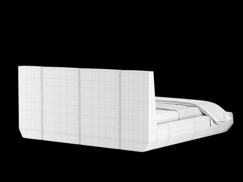 Ліжко з подушками і ковдрою 005 3D Модель