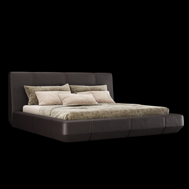 Łóżko z poduszkami i kocem 006 Model 3D .c4d .max .obj .3ds .fbx .stl .blend