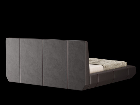 Łóżko z poduszkami i kocem 006 Model 3D