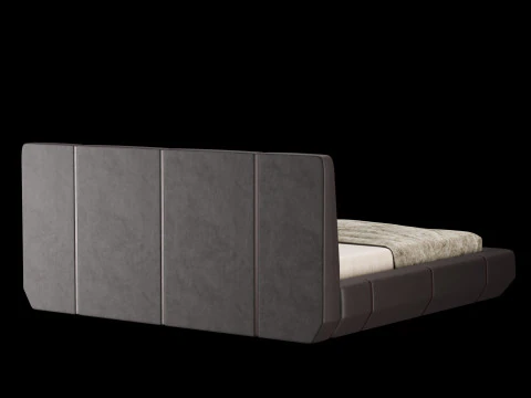 Bed with pillows and blanket 006 3D Model