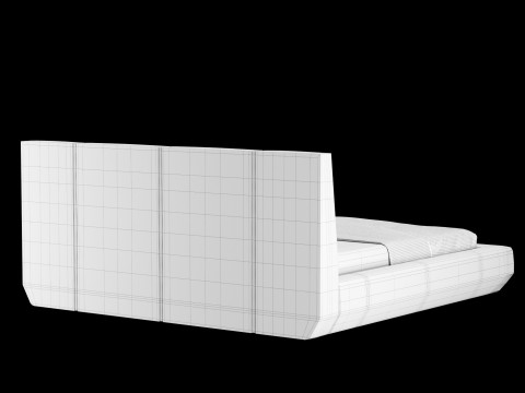 Łóżko z poduszkami i kocem 006 Model 3D