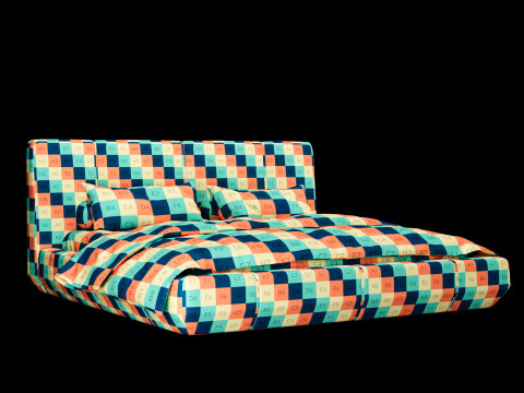 베개와 담요가 있는 침대 007 3D 모델