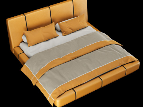 베개와 담요가 있는 침대 007 3D 모델