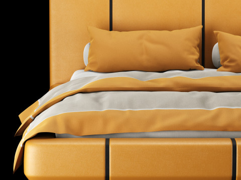 베개와 담요가 있는 침대 007 3D 모델