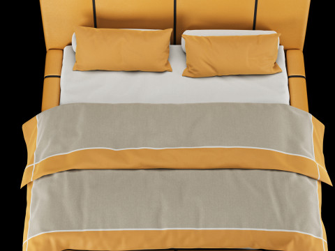 베개와 담요가 있는 침대 007 3D 모델