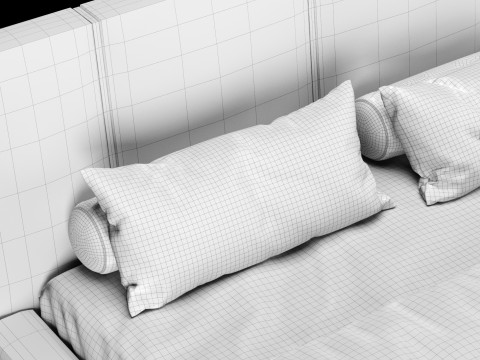 베개와 담요가 있는 침대 007 3D 모델