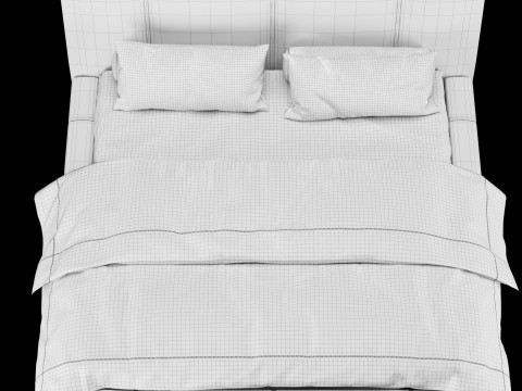 베개와 담요가 있는 침대 007 3D 모델
