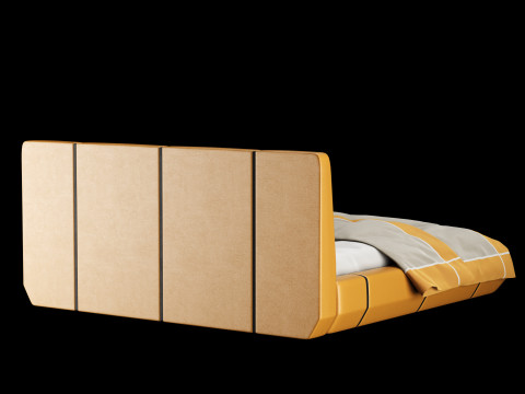 베개와 담요가 있는 침대 007 3D 모델