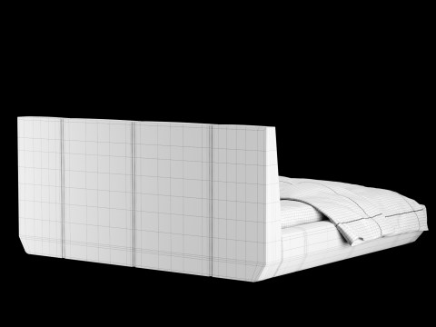 베개와 담요가 있는 침대 007 3D 모델