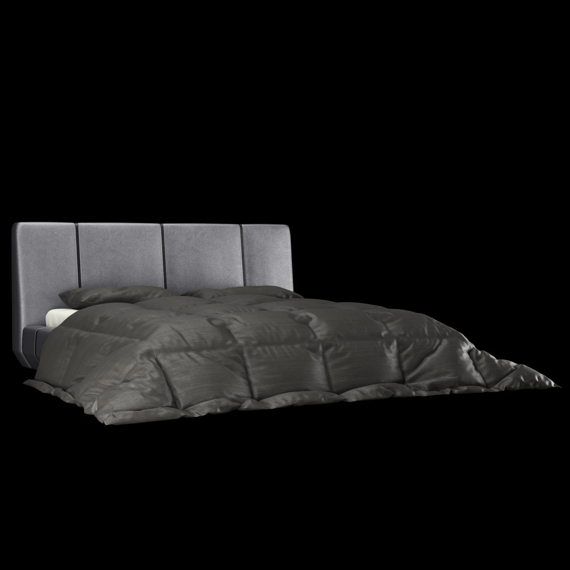 Bed with pillows and blanket 008 3D Model .c4d .max .obj .3ds .fbx .stl .blend 