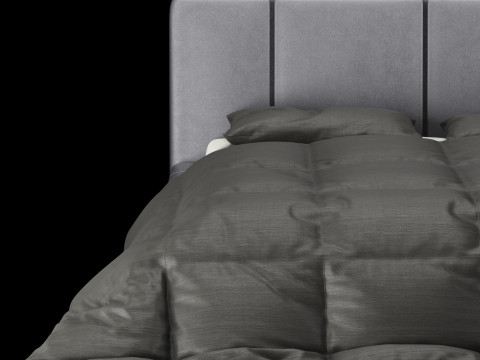 Łóżko z poduszkami i kocem 008 Model 3D