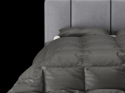 Bed with pillows and blanket 008 3D Model