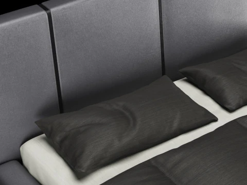 Bed with pillows and blanket 008 3D Model