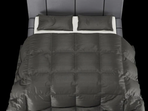 Bed with pillows and blanket 008 3D Model