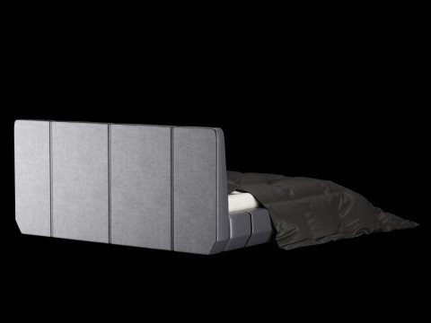 Łóżko z poduszkami i kocem 008 Model 3D