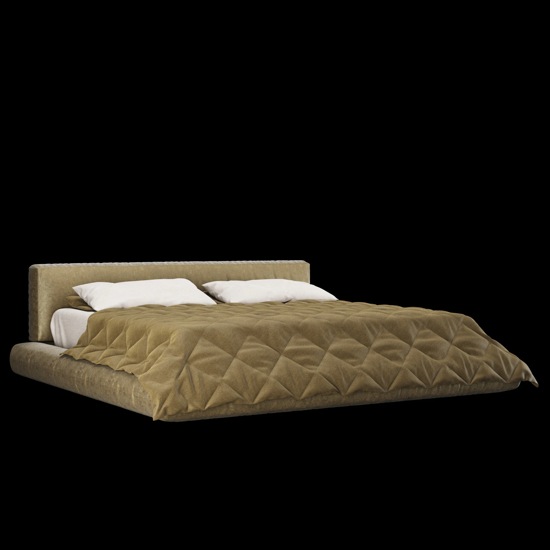 Bed with pillows and blanket 009 3D Model .c4d .max .obj .3ds .fbx .stl .blend 