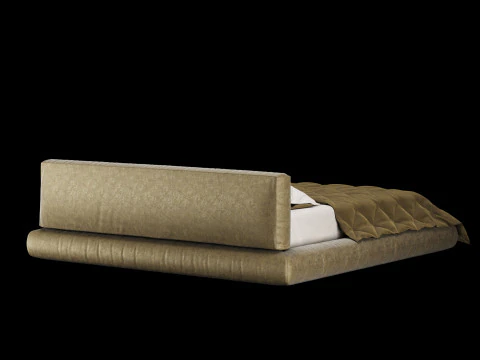 Bed with pillows and blanket 009 3D Model