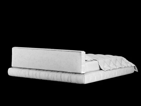 Bed with pillows and blanket 009 3D Model