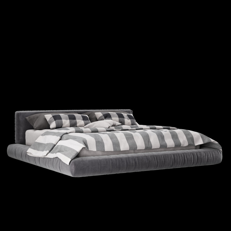 베개와 담요가 있는 침대 010 3D 모델 .c4d .max .obj .3ds .fbx .stl .blend