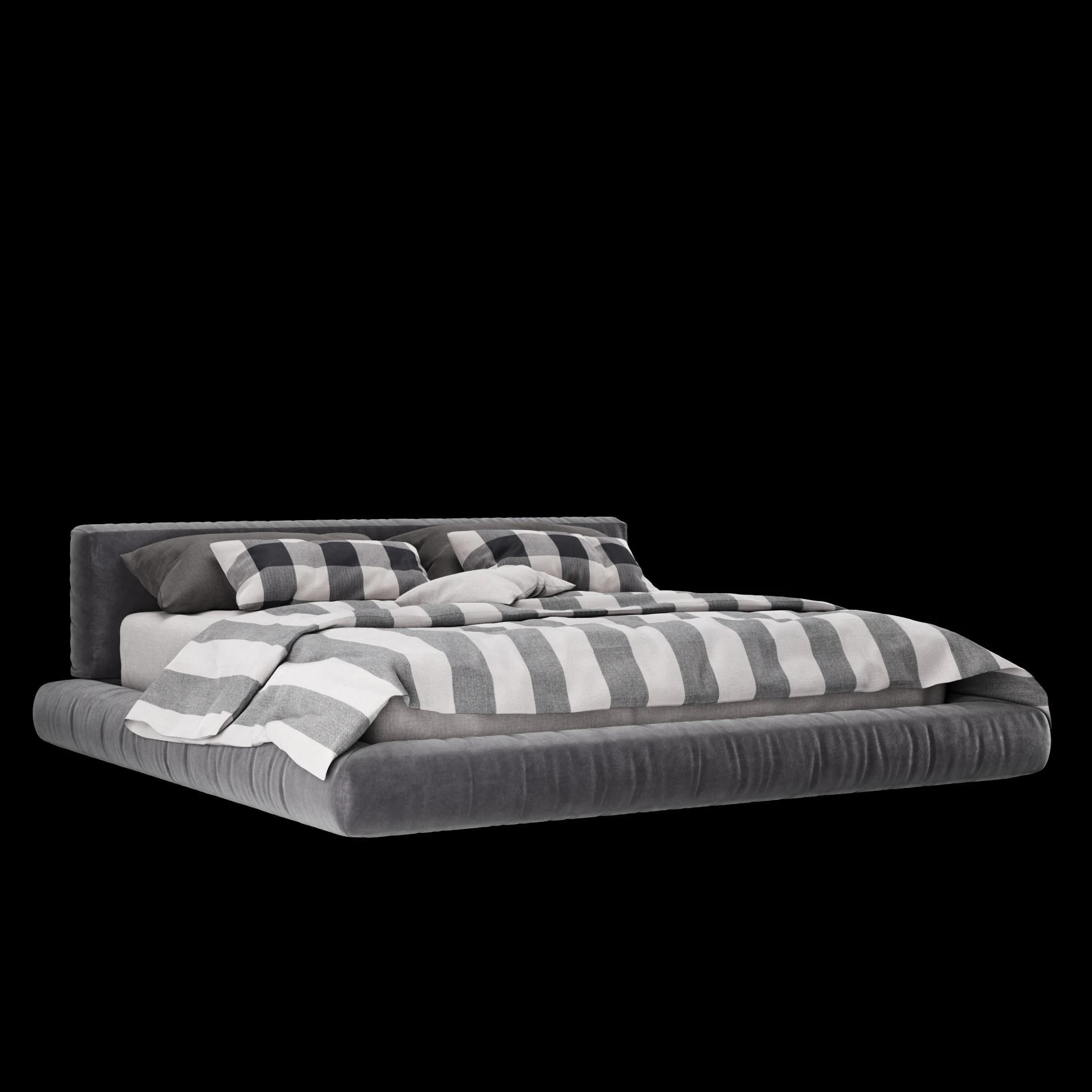 Bed with pillows and blanket 010 3D Model .c4d .max .obj .3ds .fbx .stl .blend