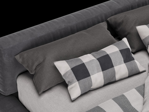 베개와 담요가 있는 침대 010 3D 모델