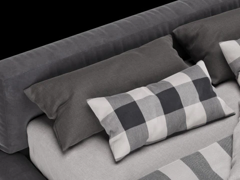 Bed with pillows and blanket 010 3D Model