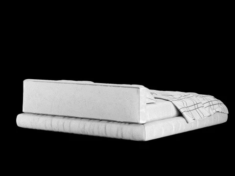 Bed with pillows and blanket 010 3D Model