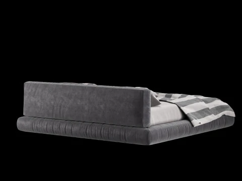 Bed with pillows and blanket 010 3D Model