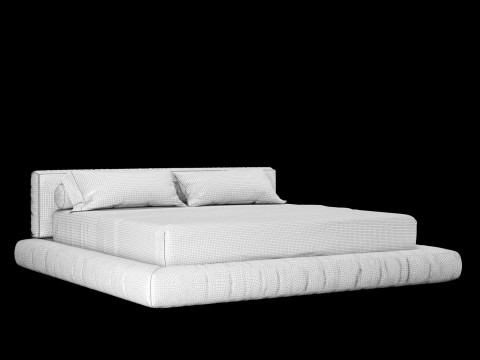Ліжко з подушками та ковдрою 011 3D Модель