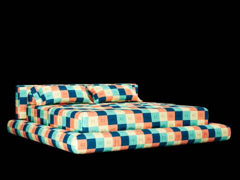 Ліжко з подушками та ковдрою 011 3D Модель