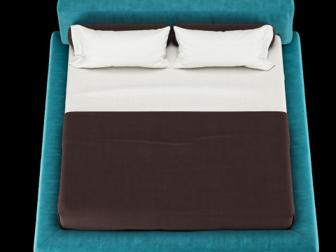 Ліжко з подушками та ковдрою 011 3D Модель