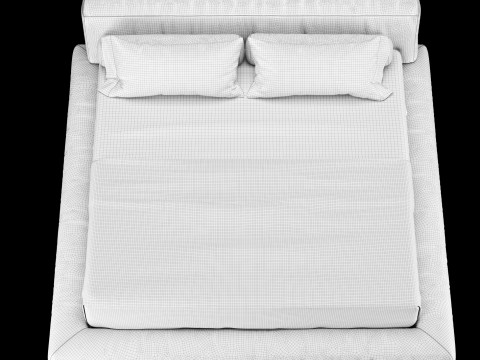 Ліжко з подушками та ковдрою 011 3D Модель