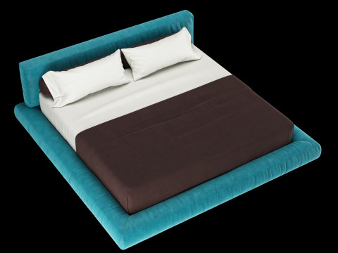 Ліжко з подушками та ковдрою 011 3D Модель