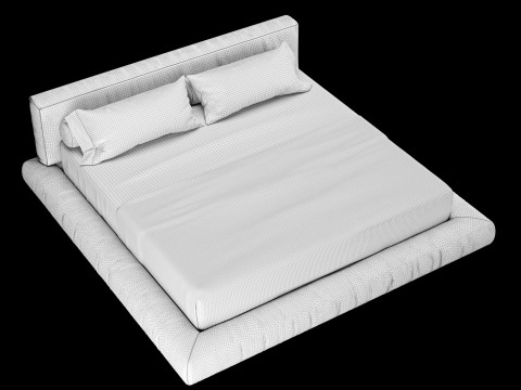Ліжко з подушками та ковдрою 011 3D Модель