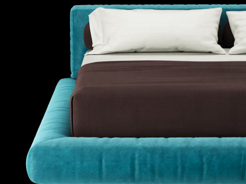 Ліжко з подушками та ковдрою 011 3D Модель