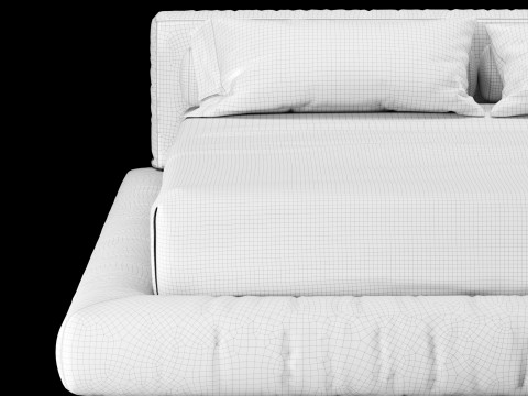 Ліжко з подушками та ковдрою 011 3D Модель