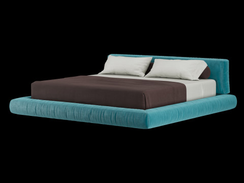 Ліжко з подушками та ковдрою 011 3D Модель