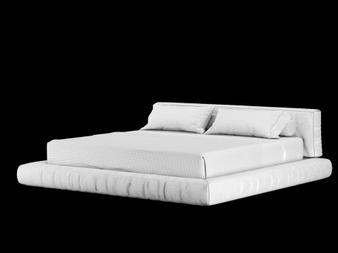Ліжко з подушками та ковдрою 011 3D Модель