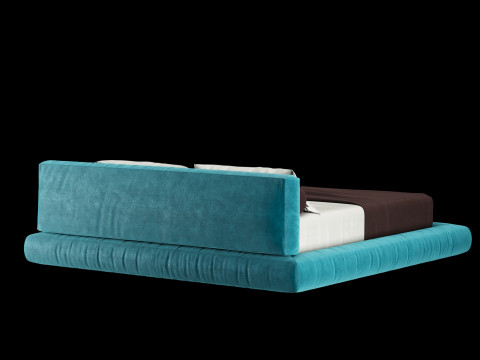 Ліжко з подушками та ковдрою 011 3D Модель