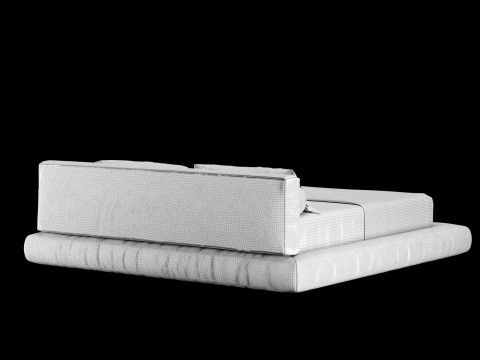 Ліжко з подушками та ковдрою 011 3D Модель